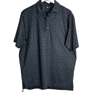FootJoy Polo Shirt Mens Medium Floral Black Performance Golfing